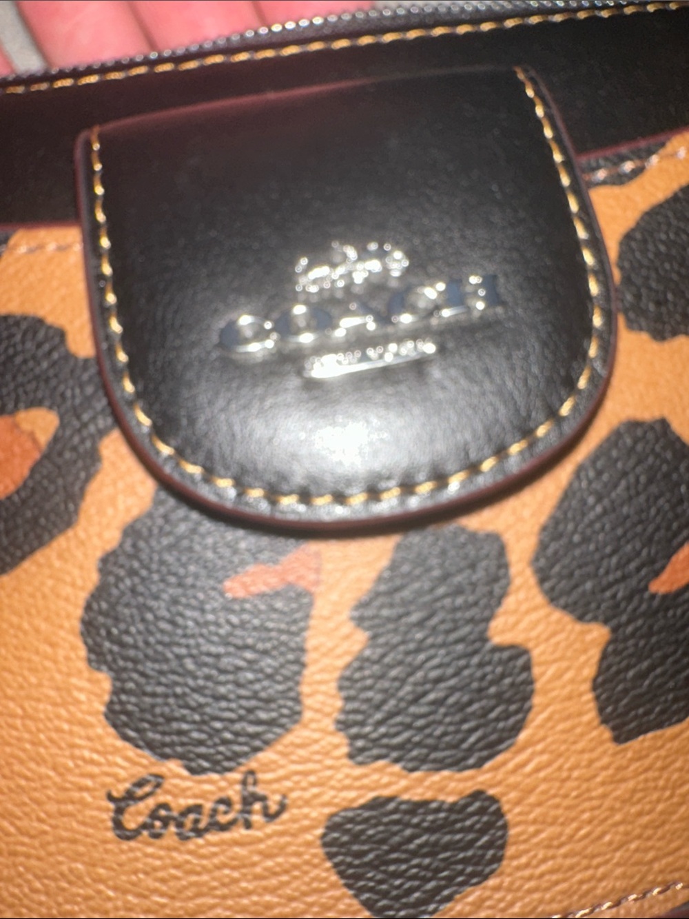 Coach Leopard Print Crossbody with Black Trim and Silver Chain - Picture 6 of 12